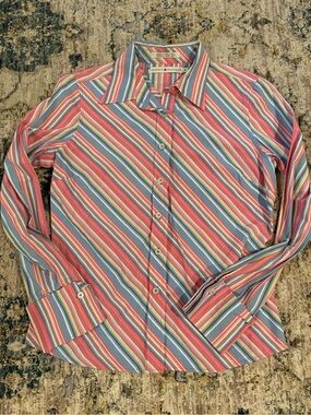 Vintage Tommy Hilfiger Shirt Women’s 8 Striped Multicolor Long Sleeve Button Up